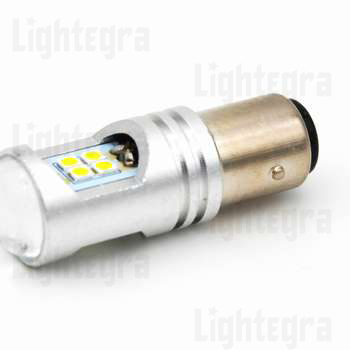 1157-12SMD-3030-L Светодиодная лампа с линзой. 1157-12SMD (P21-5W) L069