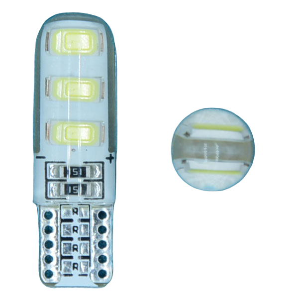 T10-6SMD-5630-CRYSTA Светодиодная лампа T10 6smd 5630 силикон 12вольт белый (W5W) L037