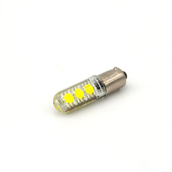 BA9S-6SMD-5050-Cryst Светодиодная лампа силикон 12 вольт. BA9S-KD-6SMD-crystal 5050. Белый. (T4W) M141