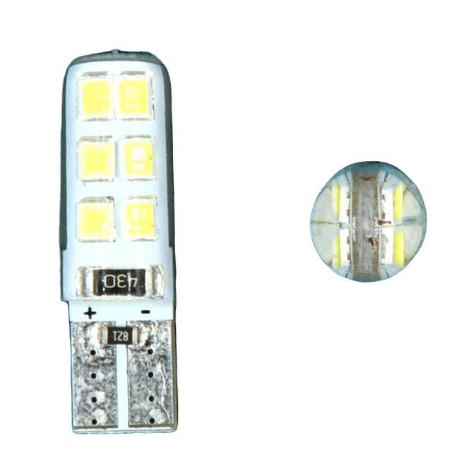 T10-12SMD-SILIC Светодиодная лампа. T10-12SMD 12 вольт силикон белый (W5W) L060
