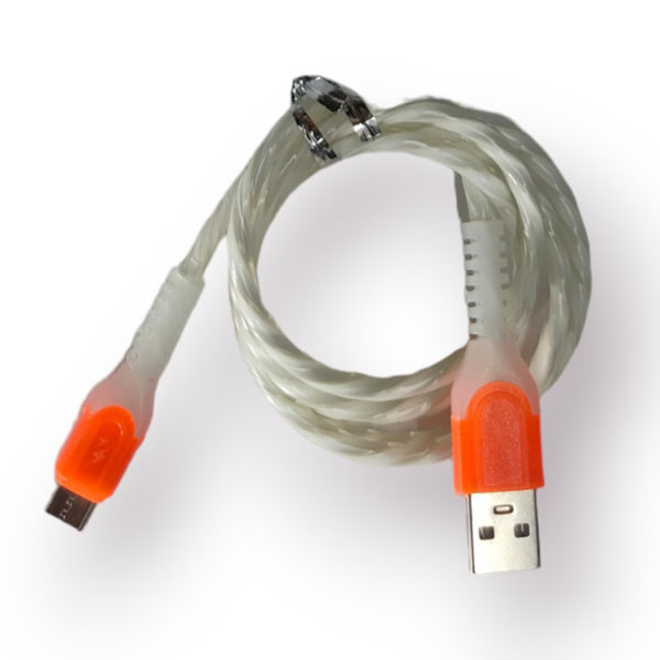 Кабель USB TYPE-C быстрая зарядка 0.9 метра в белой оплетке цветная подсветка 16-3
