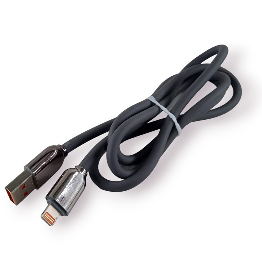Кабель USB I-PHONE быстрая зарядка 1 метр в резиновой оплетке серый