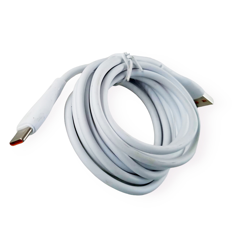 Кабель USB-TYPE-C быстрая зарядка 2 метра резиновая оплетка белый