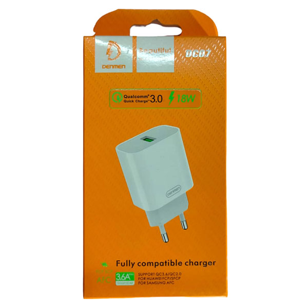 Блок питания DENMEN быстрой зарядки 18W 3.6A USB-A Quick Charge 3.0 13-4