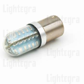 1156-48SMD-3014-CRYS Светодиодная лампа 1156 3014 48 SMD -12 вольт, crystal, стекло, красный (PY21W) M139