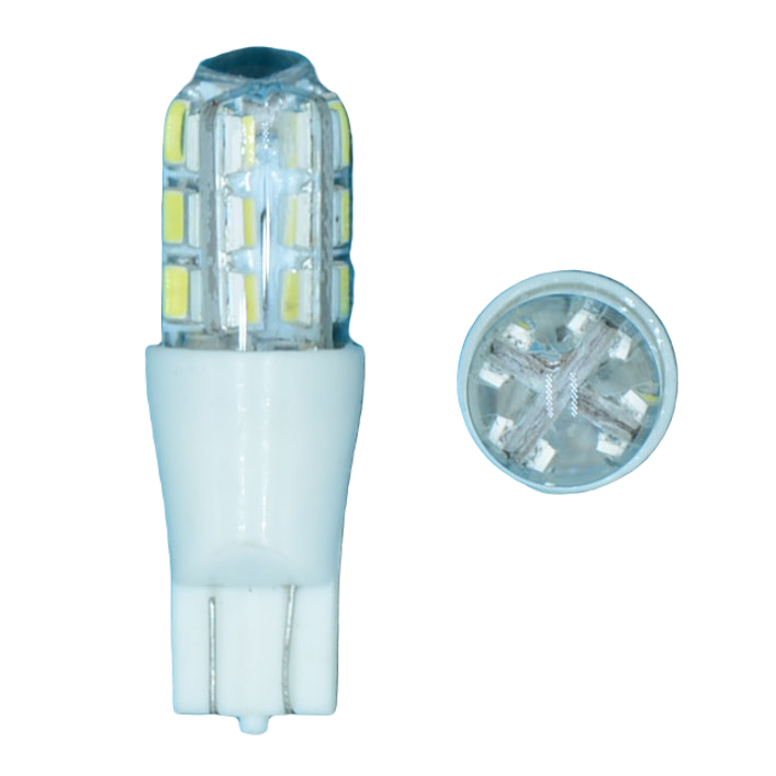 T10-24SMD-3014-PLAST Светодиодная лампа. T10-24SMD-3014 12 вольт пластик белый (W5W) M142