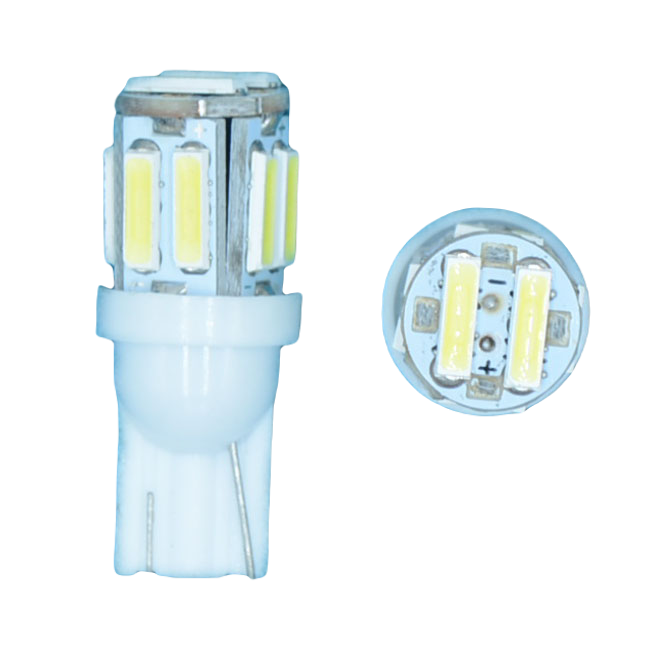 T10-10SMD-7014-12 Светодиодная лампа T10 7014 10 SMD 12 вольт белый (W5W) L131