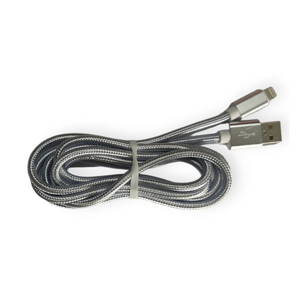 Кабель USB I-PHONE быстрая зарядка 2 метра в тканевой оплетке черный 16-3