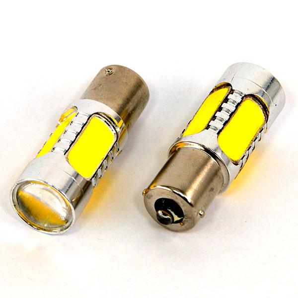 1156-COB5-Yellow Светодиодная лампа 1156 COB5 + линза 12 V Желтый L141