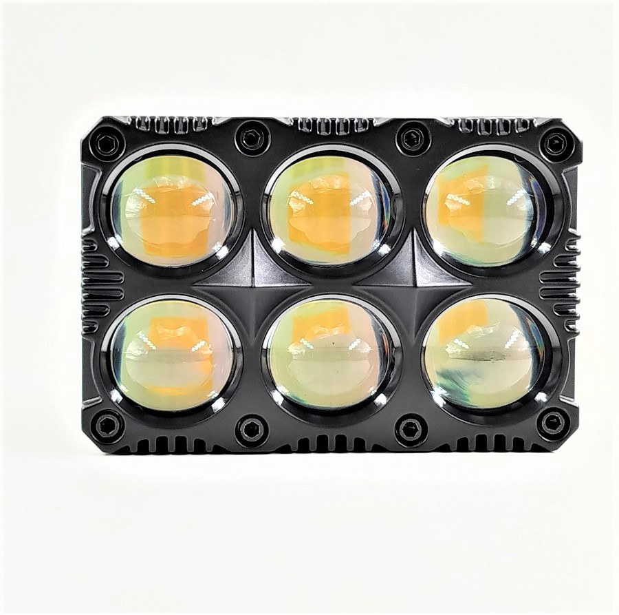 Фара противотуманная (ПТФ) белый и желтый свет 6Lens 32W 12-24Вольт 90х60х30 мм  30-3