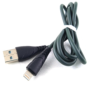 Кабель силикон USB-Iphone темно-зеленый 1 метр быстрая зарядка