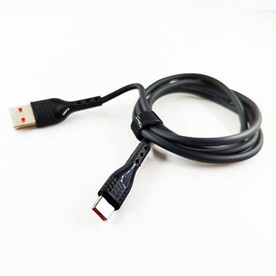 Кабель USB D25T Type-C силиконовый 1 м с рифленым хвостом черный  14-2