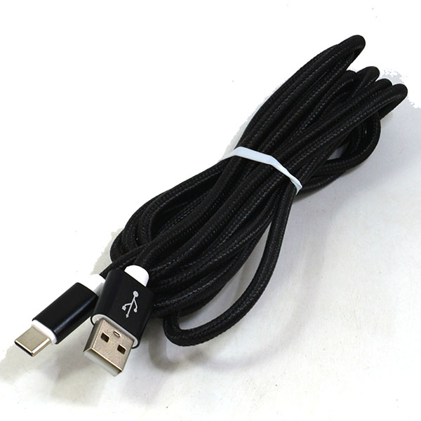 Кабель USB-TYPE-C 3.0 быстрая зарядка 2,7 метра тканевая оплетка черная