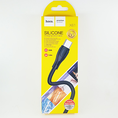 Кабель USB-Type-C силикон HOCO X61 черный 3.0A быстрая зарядка 1 м