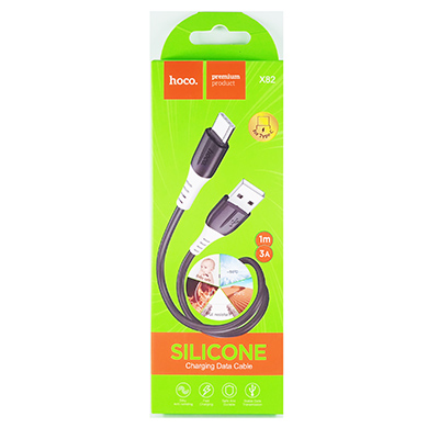Кабель USB-Type-C силикон HOCO X82 черный 3.0A быстрая зарядка 1 м