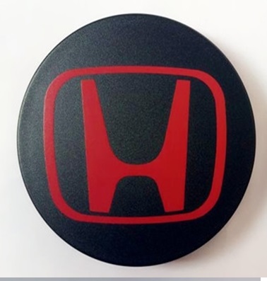 Колпачок на литой диск Honda 68mm черный c красной эмблемой