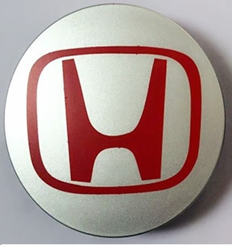 Колпачок на литой диск Honda 68mm серебристый c красной эмблемой