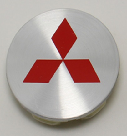 Колпачок на литой диск Mitsubishi 58mm серебристый с красной эмблемой