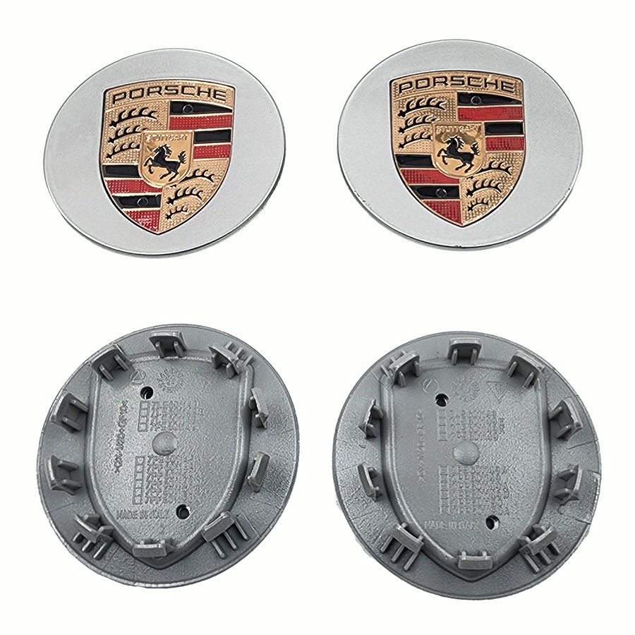 Колпачок на литой диск PORSCHE платитновый 76 mm с цветной эмблемой