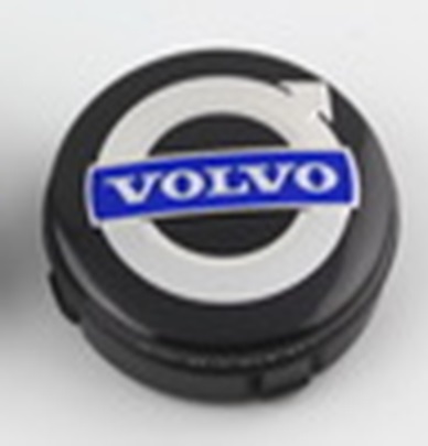 Колпачок на литой диск VOLVO 64mm черный с синей надписью