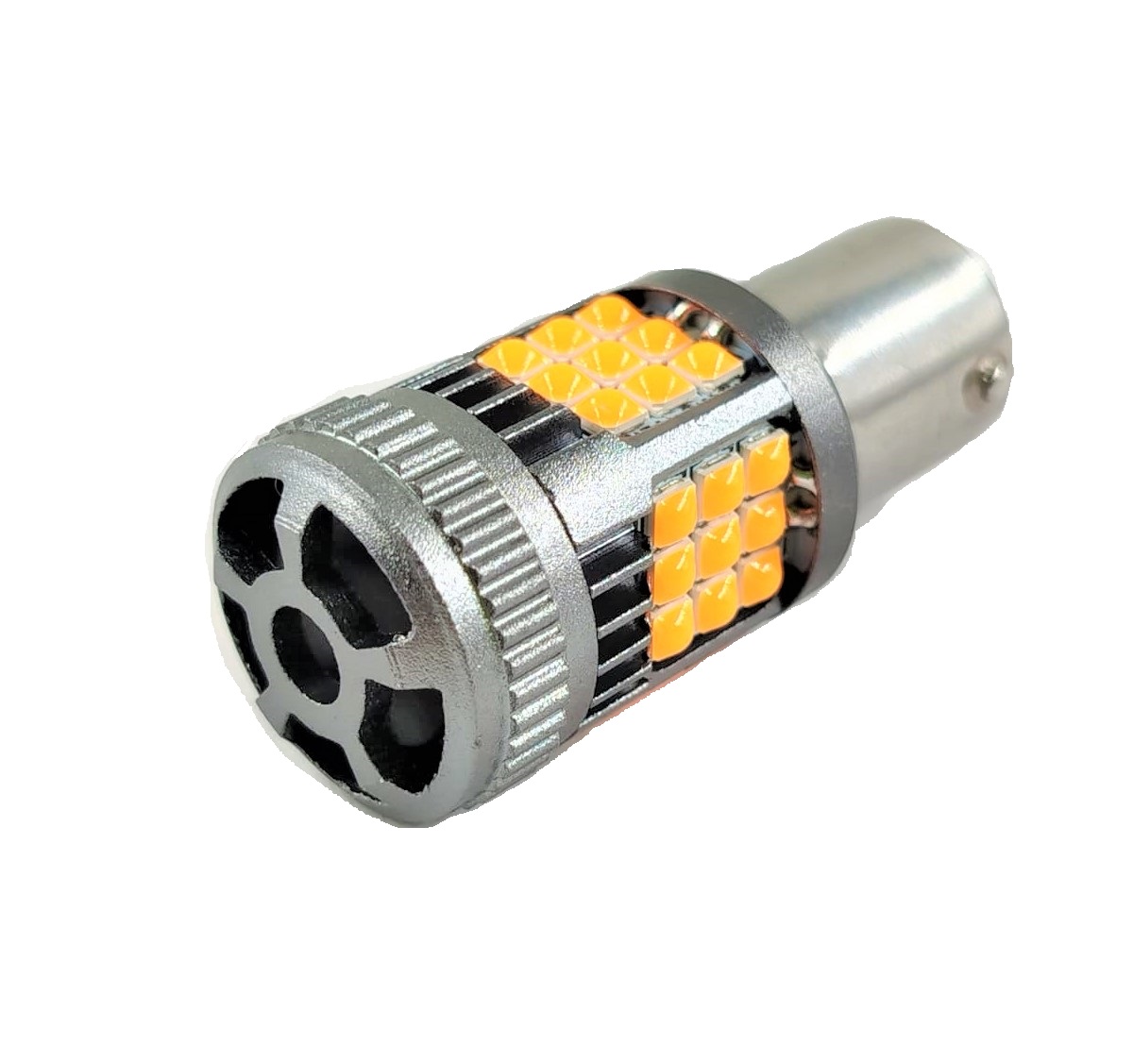Светодиодная лампа 1156 36 smd 3030 canbus желтый 9-32 вольт c кулером 30W
