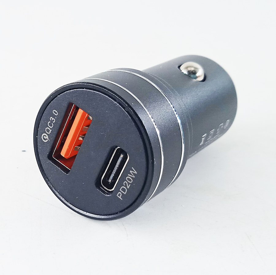 Зарядное устройство, USB 1.5-3A синяя подсветка, Type-C/PD 20 Ватт Быстрая зарядка 12-24 Вольт 50mm