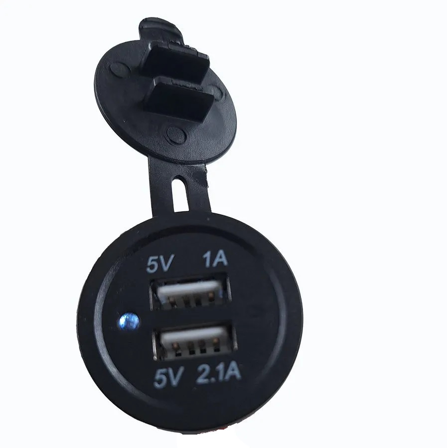 Зарядное устройство врезное, 2 USB 3.1A белая подсветка, круглое